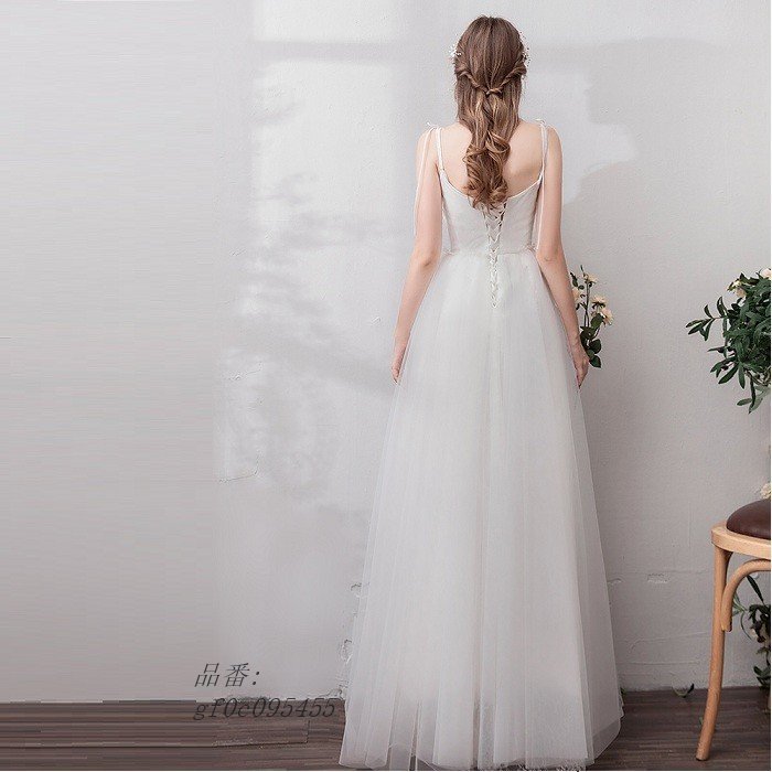 ロングドレス 大きいサイズ 結婚式 挙式 ウエディング ドレス 花嫁 パーティードレス 二次会 袖あり カラードレス Aラインドレス 安い ウ